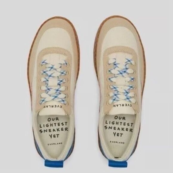 New Everlane The Tread-Bare Sneaker Canvas Lapis Blue Red Men's 4 Women's 6 - Picture 1 of 13